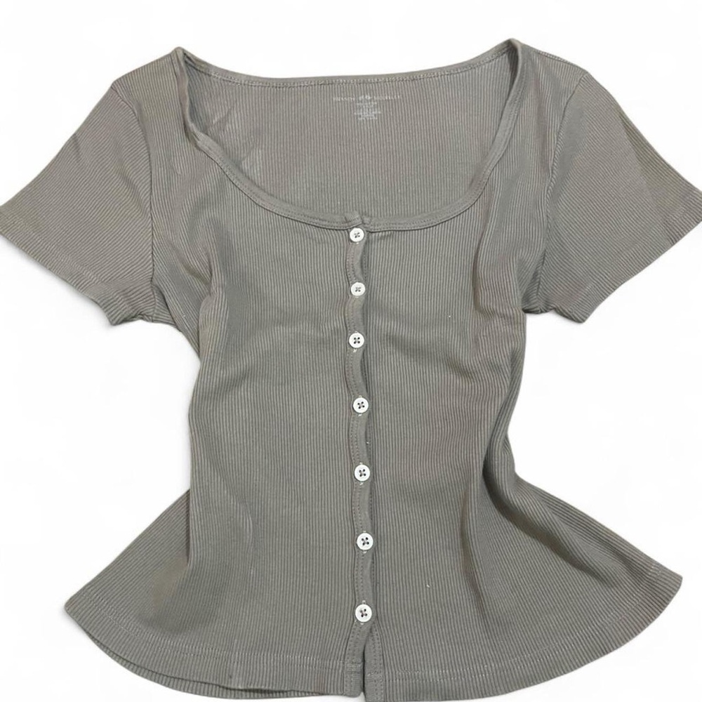 Brandy Melville Women's Button-Up Top - brown